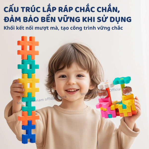 ĐỒ CHƠI LẮP GHÉP KHỐI HÌNH 3D WAFFLE BUILDING BLOCKS- MIDEER