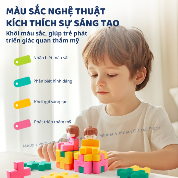 ĐỒ CHƠI LẮP GHÉP KHỐI HÌNH 3D WAFFLE BUILDING BLOCKS- MIDEER
