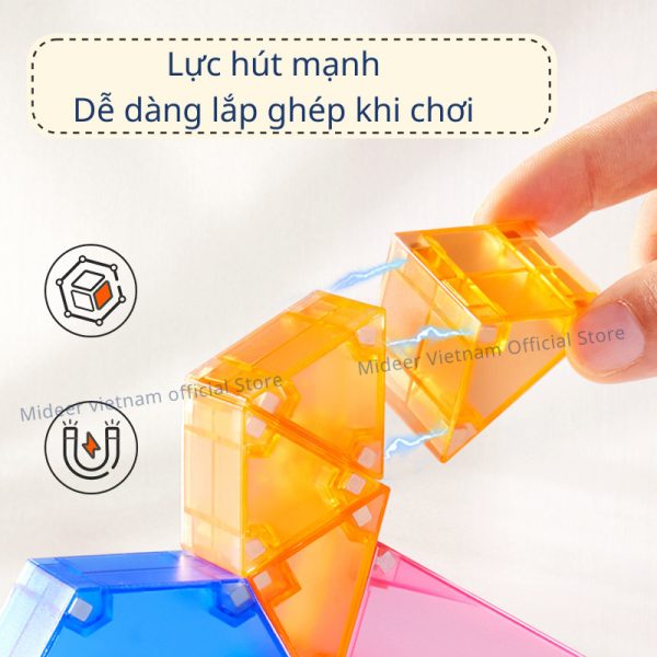 ĐỒ CHƠI XẾP HÌNH KHỐI NAM CHÂM ÁNH SÁNG CREATIVE MAGNETIC BUILDING BLOCKS - MIDEER