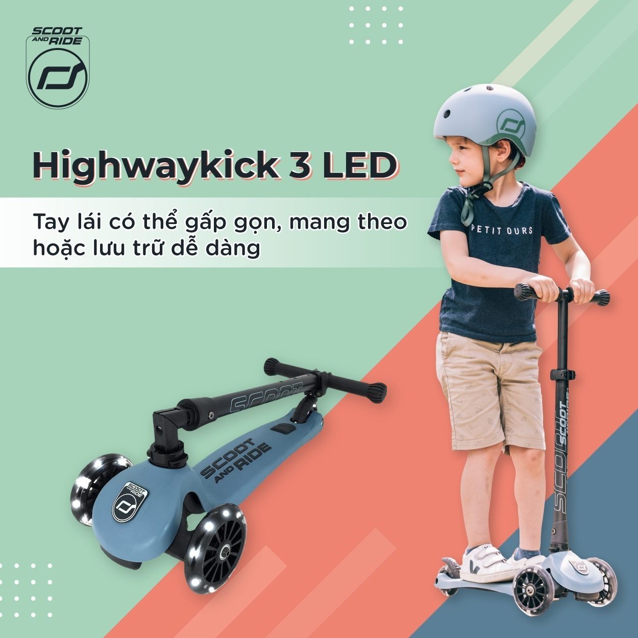 XE CHÒI CHÂN HIGHWAYKICK 3 LED - SCOOT AND RIDE