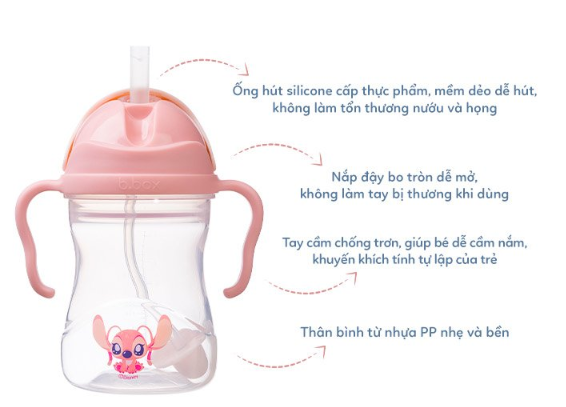 BÌNH NƯỚC 360 ĐỘ CÓ VAN CHỐNG SẶC VÀ TAY CẦM PHIÊN BẢN DISNEY CHO BÉ TẬP UỐNG NƯỚC 240ML - B.BOX