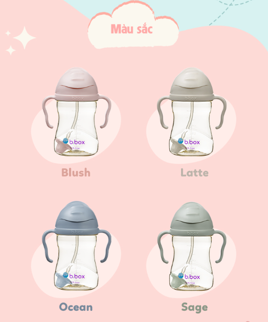 BÌNH NƯỚC PPSU 360 ĐỘ CÓ VAN CHỐNG SẶC VÀ TAY CẦM CHO BÉ TẬP UỐNG NƯỚC 240ML - B.BOX