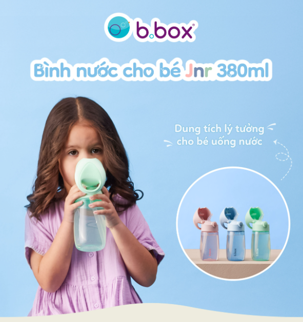 BÌNH NƯỚC JNR 380ML TÍCH HỢP TAY CẦM, ĐẦU HÚT SILICONE CHO BÉ - B.BOX
