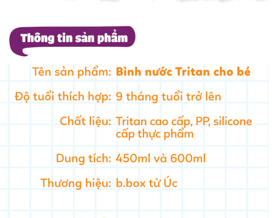 BÌNH NƯỚC TRITAN CAO CẤP SIÊU BỀN CÓ VAN CHỐNG SẶC CHO BÉ - B.BOX