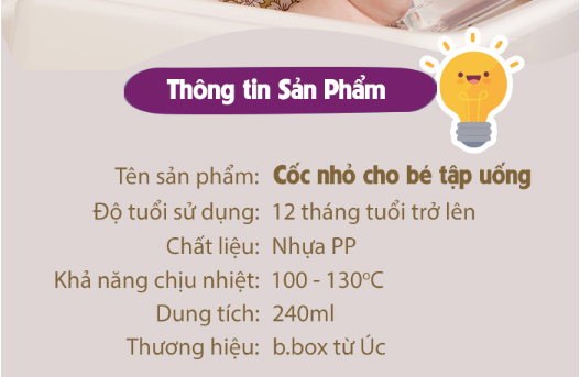 CỐC NHỎ CHO BÉ TẬP UỐNG NƯỚC CHẤT LIỆU PP 240ML - B.BOX