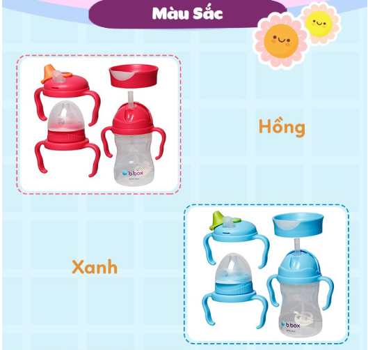 BỘ BÌNH NƯỚC 4 NẮP TIỆN DỤNG CHO BÉ - B.BOX