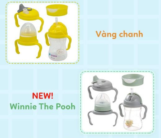 BỘ BÌNH NƯỚC 4 NẮP TIỆN DỤNG CHO BÉ - B.BOX