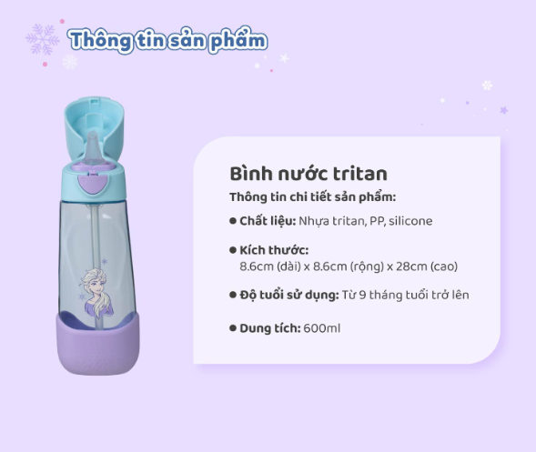 SET HỘP CƠM TRƯ/ĐỒ ĂN VẶT, TÚI ĐỰNG HỘP CƠM VÀ BÌNH NƯỚC PHIÊN BẢN FROZEN CHO BÉ - B.BOX