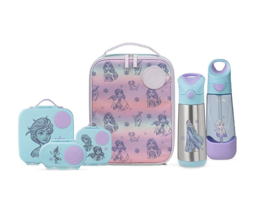 SET HỘP CƠM TRƯ/ĐỒ ĂN VẶT, TÚI ĐỰNG HỘP CƠM VÀ BÌNH NƯỚC PHIÊN BẢN FROZEN CHO BÉ - B.BOX