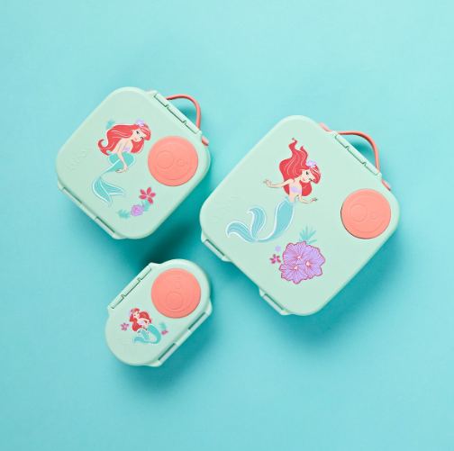 SET HỘP CƠM TRƯ/ĐỒ ĂN VẶT, TÚI ĐỰNG HỘP CƠM VÀ BÌNH NƯỚC PHIÊN BẢN LITTLE MERMAID CHO BÉ - B.BOX