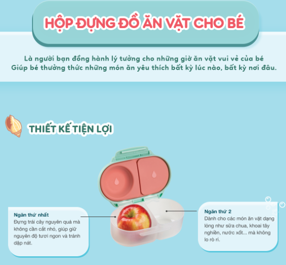 SET HỘP CƠM TRƯ/ĐỒ ĂN VẶT, TÚI ĐỰNG HỘP CƠM VÀ BÌNH NƯỚC PHIÊN BẢN LITTLE MERMAID CHO BÉ - B.BOX