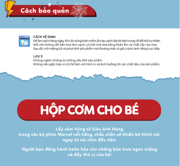 SET HỘP CƠM TRƯ/ĐỒ ĂN VẶT, TÚI ĐỰNG HỘP CƠM VÀ BÌNH NƯỚC PHIÊN BẢN SPIDEY CHO BÉ - B.BOX