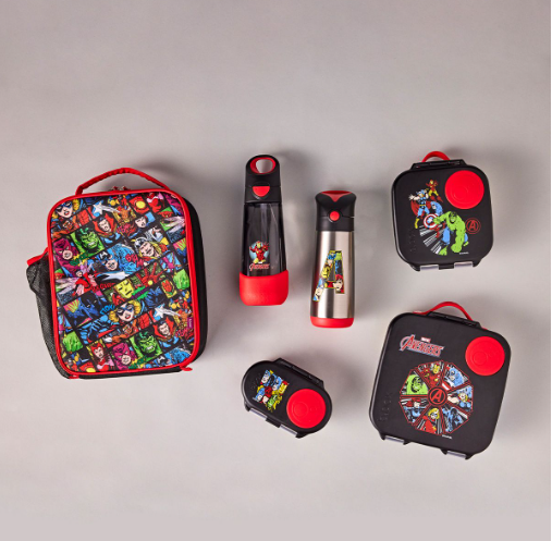 SET HỘP CƠM TRƯ/ĐỒ ĂN VẶT, TÚI ĐỰNG HỘP CƠM VÀ BÌNH NƯỚC PHIÊN BẢN AVENGERS CHO BÉ - B.BOX
