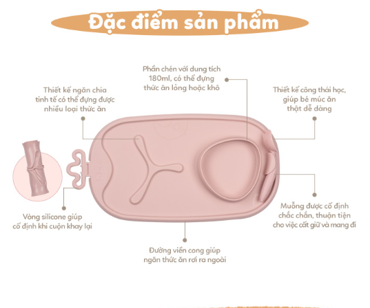 KHAY ĂN DẶM CUỘN TRÒN KÈM MUỖNG TIỆN LỢI CHO BÉ- B.BOX