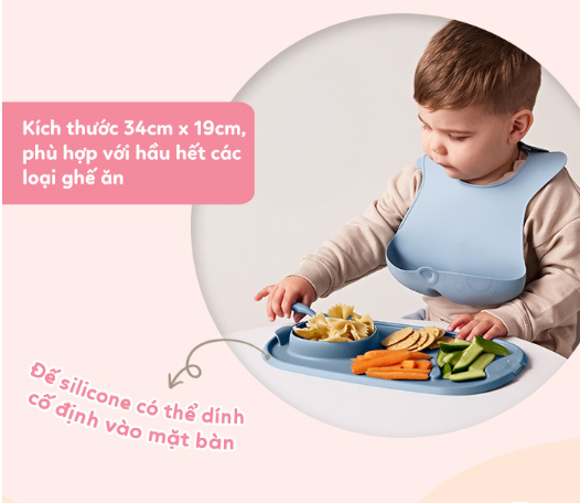 KHAY ĂN DẶM CUỘN TRÒN KÈM MUỖNG TIỆN LỢI CHO BÉ- B.BOX