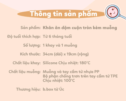 KHAY ĂN DẶM CUỘN TRÒN KÈM MUỖNG TIỆN LỢI CHO BÉ- B.BOX