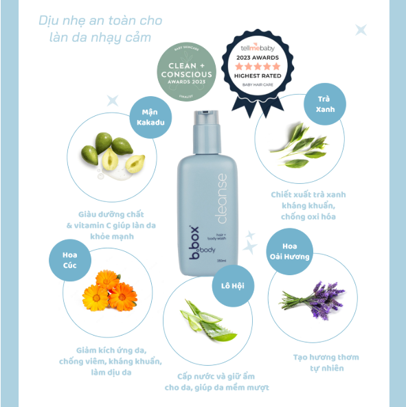 SỮA TẮM GỘI TOÀN THÂN CHO BÉ SƠ SINH 350ML - B.BOX