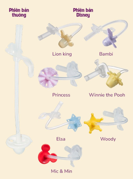 ỐNG HÚT THAY THẾ BÌNH NƯỚC 360 ĐỘ & BỘ DỤNG CỤ VỆ SINH PHIÊN BẢN DISNEY - B.BOX