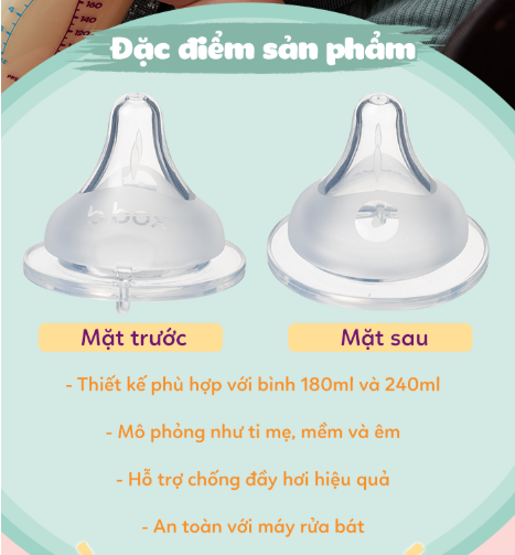 BỘ 2 NÚM TI THAY THẾ BÌNH SỮA - B.BOX