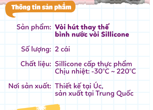BỘ 2 VÒI HÚT THAY THẾ TIỆN DỤNG CHO BÌNH NƯỚC VÒI SILICONE 450ML - B.BOX