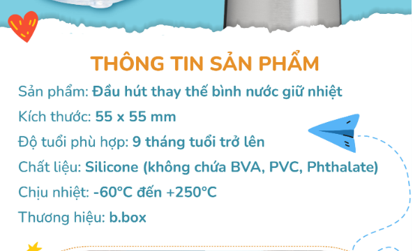 ĐẦU HÚT THAY THẾ CHO BÌNH NƯỚC GIỮ NHIỆT ĐA NĂNG- B.BOX
