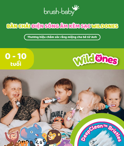 BÀN CHẢI ĐIỆN SÓNG ÂM KÈM SẠC WILDONES - BRUSH-BABY