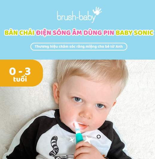 BÀN CHẢI ĐIỆN SÓNG ÂM DÙNG PIN BABY SONIC - BRUSH-BABY