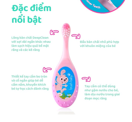 BỘ 2 BÀN CHẢI ĐÁNH RĂNG CHO BÉ FLOSSBRUSH TỪ 0-3 TUỔI - BRUSH-BABY