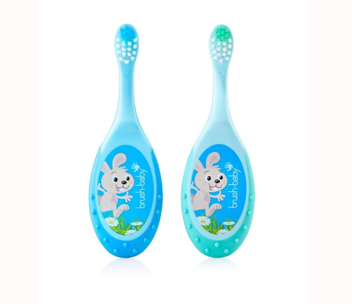 BỘ 2 BÀN CHẢI ĐÁNH RĂNG CHO BÉ FLOSSBRUSH TỪ 0-3 TUỔI - BRUSH-BABY
