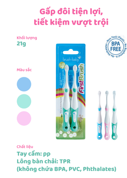 BỘ 2 BÀN CHẢI ĐÁNH RĂNG CHO BÉ TỪ 0-18 THÁNG - BRUSH-BABY
