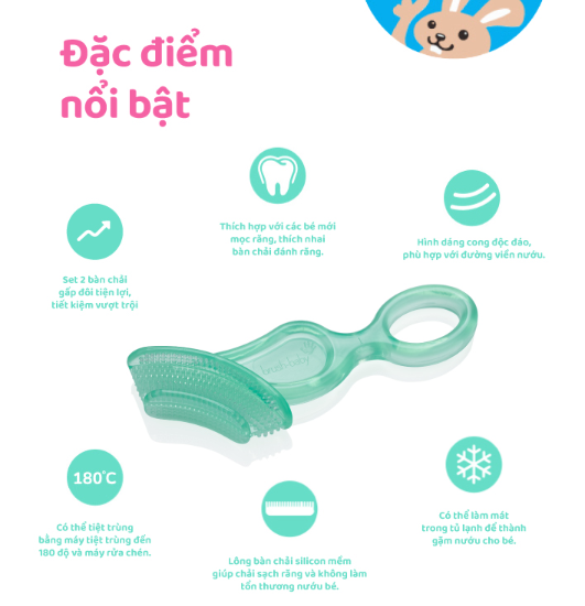 BÀN CHẢI ĐÁNH RĂNG VÀ MÁT XA NƯỚU CHO BÉ TỪ 10-36 THÁNG - BRUSH-BABY