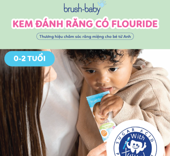 COMBO 12 KEM ĐÁNH RĂNG CHỨA FLOURIDE 50ML CHO BÉ Ở MỌI ĐỘ TUỔI - BRUSH-BABY