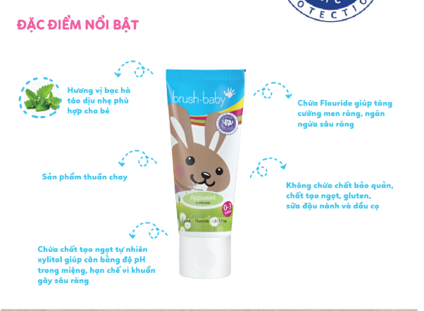 COMBO 9 KEM ĐÁNH RĂNG CHỨA FLOURIDE 50ML CHO BÉ Ở MỌI ĐỘ TUỔI - BRUSH-BABY