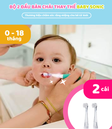 BỘ 2 ĐẦU BÀN CHẢI THAY THẾ CHO BÀN CHẢI ĐIỆN BABYSONIC TỪ 0-18 THÁNG - BRUSH-BABY