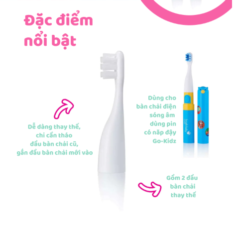 BỘ 2 ĐẦU BÀN CHẢI THAY THẾ CHO BÀN CHẢI ĐIỆN GOKIDZ TỪ 3 TUỔI - BRUSH-BABY
