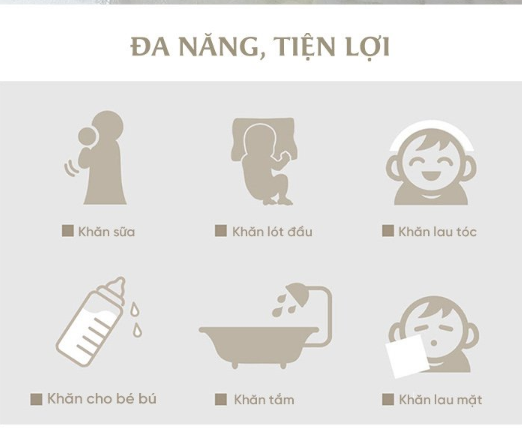 KHĂN SỮA/KHĂN LÓT ĐẦU/KHĂN LAU MẶT/KHĂN YẾM VẢI BÔNG 9 LỚP (SET 1 CÁI) - L'ANGE