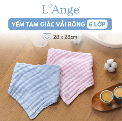 YẾM TAM GIÁC VẢI BÔNG 6 LỚP 28X28CM (SET 2 CÁI) - L'ANGE