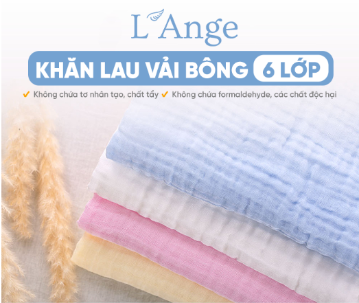 KHĂN QUẤN Ủ TÓC/ KHĂN LAU TÓC/ KHĂN TẮM VẢI BÔNG 6 LỚP 55X90CM - L'ANGE