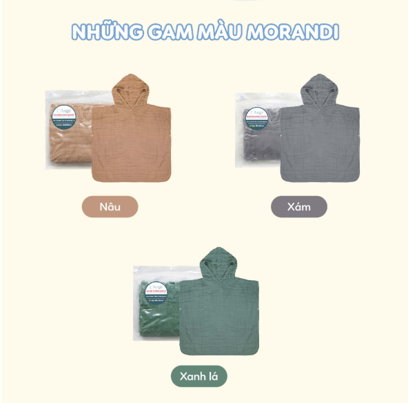 ÁO CHOÀNG TẮM CÓ NÓN VẢI BÔNG 6 LỚP 50X55CM (SIZE S)- L'ANGE