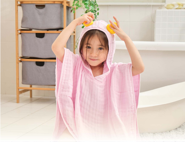 ÁO CHOÀNG TẮM CÓ NÓN VẢI BÔNG 6 LỚP 50X55CM (SIZE S)- L'ANGE