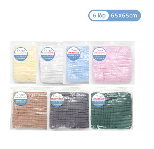 KHĂN TẮM/KHĂN QUẤN VẢI BÔNG CÓ NÓN 6 LỚP 65X65CM- L'ANGE