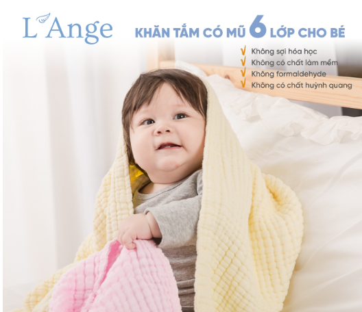 KHĂN TẮM/KHĂN QUẤN/CHĂN ĐẮP CÓ NÓN 6 LỚP 80X80CM- L'ANGE
