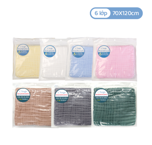 KHĂN TẮM/KHĂN QUẤN/CHĂN ĐẮP VẢI BÔNG 6 LỚP 70X120CM- L'ANGE