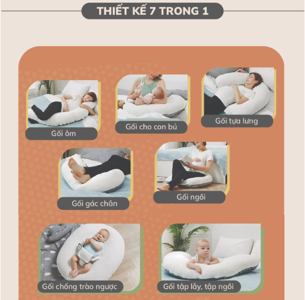 GỐI ĐA NĂNG 7IN1 HOPO CHO MẸ BẦU VÀ EM BÉ- UNILOVE