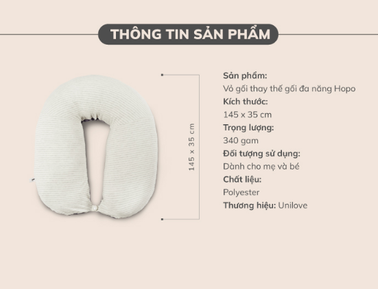 VỎ GỐI THAY THẾ GỐI ĐA NĂNG 7IN1 HOPO CHO MẸ BẦU VÀ EM BÉ- UNILOVE