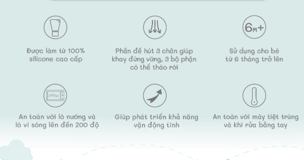 KHAY ĂN DẶM SILICONE CÓ THỂ THÁO RỜI - MINIKOIOI