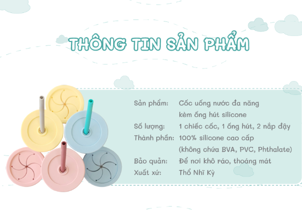 CỐC UỐNG NƯỚC KÈM ỐNG HÚT VÀ NẮP ĐẬY ĐA NĂNG - MINIKOIOI