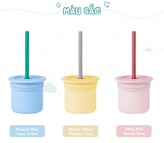 CỐC UỐNG NƯỚC KÈM ỐNG HÚT VÀ NẮP ĐẬY ĐA NĂNG - MINIKOIOI
