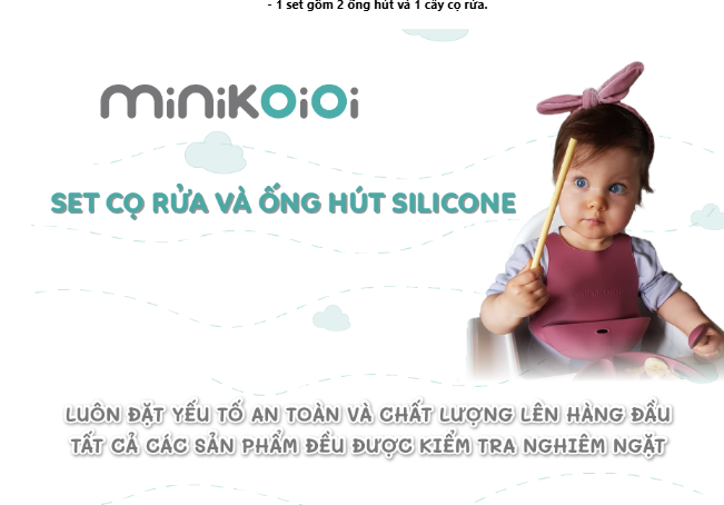 SET CỌ RỬA VÀ ỐNG HÚT SILICONE - MINIKOIOI