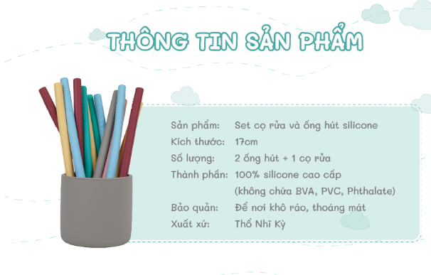 SET CỌ RỬA VÀ ỐNG HÚT SILICONE - MINIKOIOI